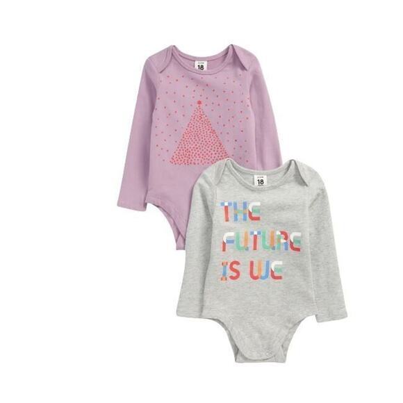 Stem Toddler The Future Is We 2-Pack Organic Cotton Bodysuits 6 Months MSRP $32 - Picture 1 of 2